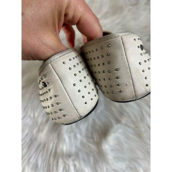 UGG Alloway White Leather Silver Studded Loafer Flats size 6 - Picture 3 of 7